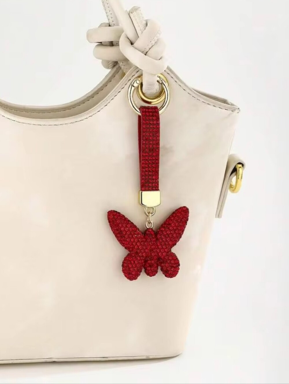 Rhinestone Butterfly Keychain / Bag Charm Purse Accessories Red Diamond